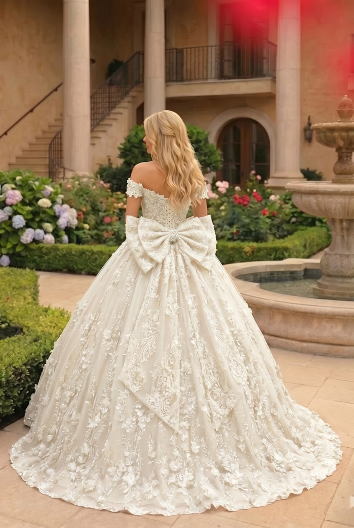 Gardenia Charming Ball Gown Cold Shoulder Quinceañera Dress With Floral Lace and Bow