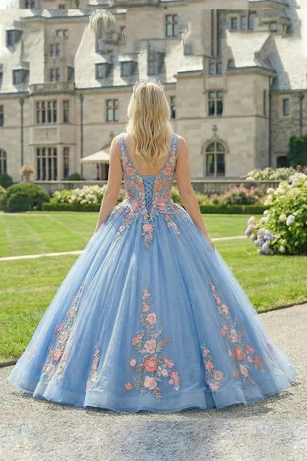 Maravilla Elegant Ball Gown Spaghetti Strap Quinceañera Dress With Lace & 3D Floral