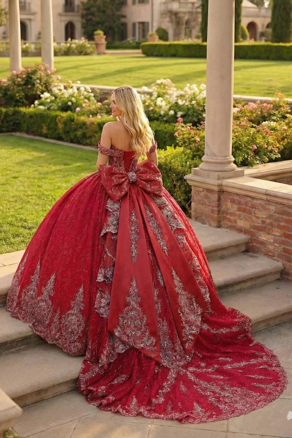 Carolina Luxurious Ball Gown Sweetheart Quinceañera Dress With Embroidery and Bow