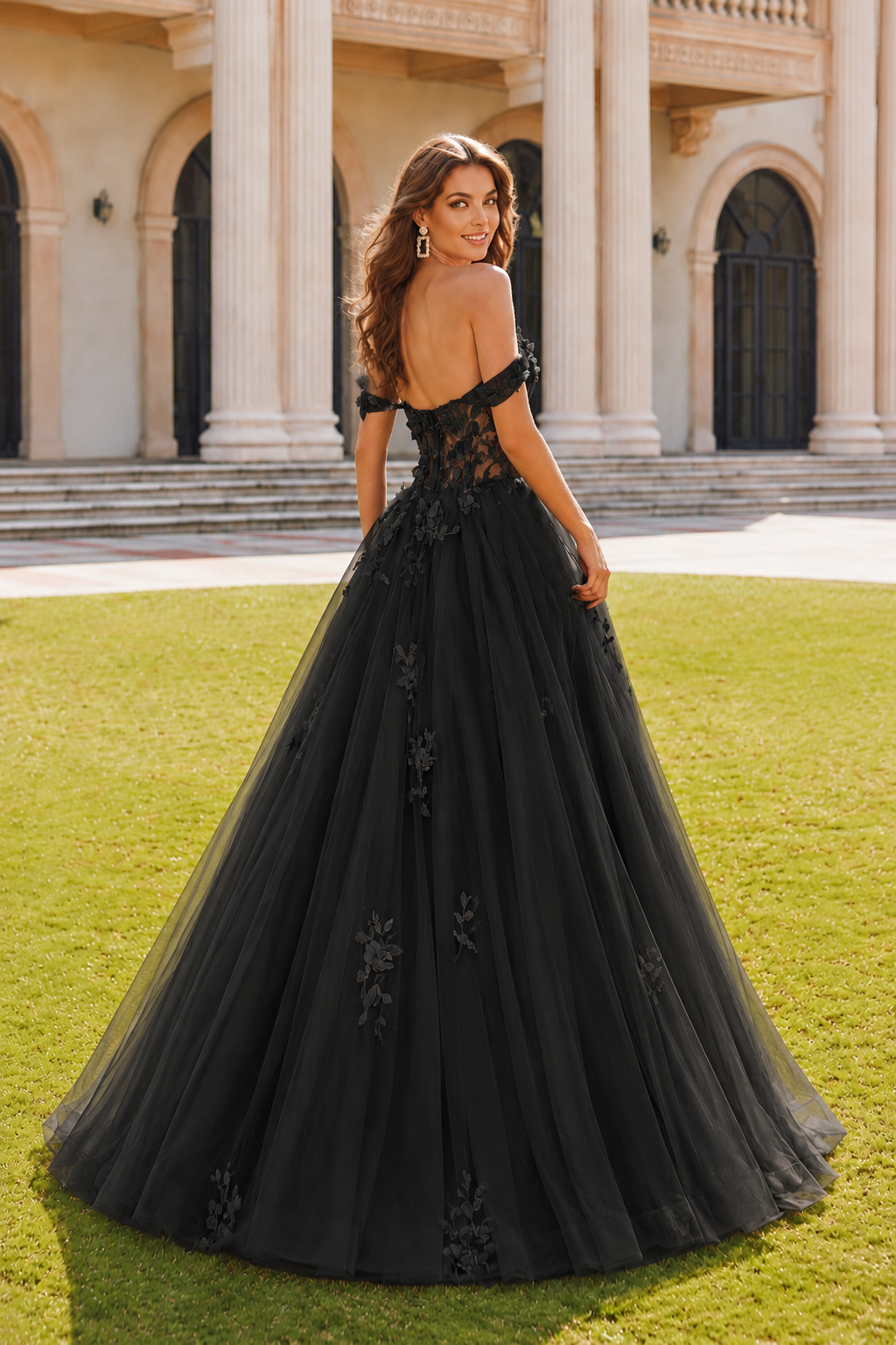 Anastasia Ball Gown Princess Off the Shoulder Sleeveless Long Floor Length Tulle Prom Dress