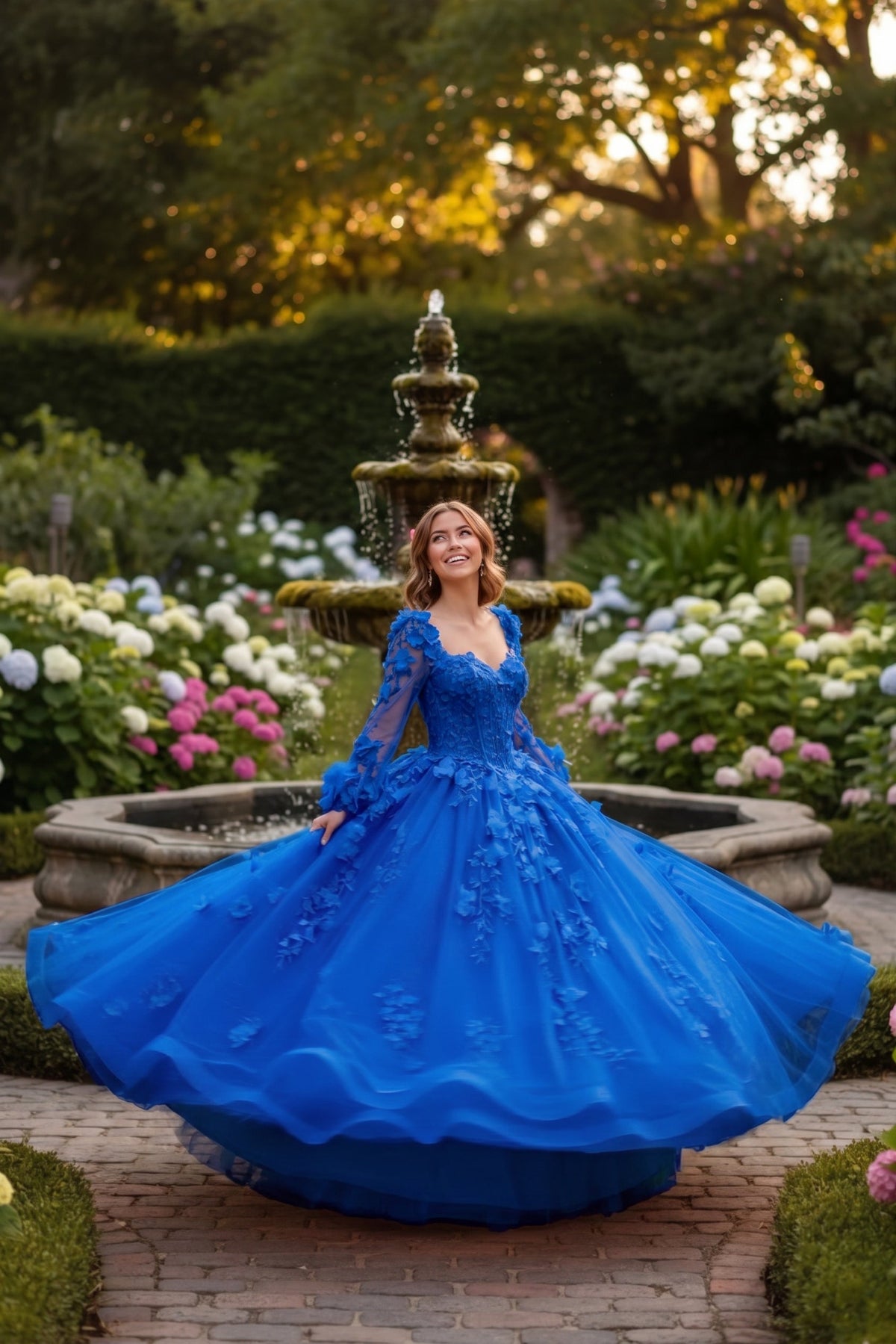 Rosalia Charming Ball Gown Long Sleeve Quinceañera Dress With Floral Lace