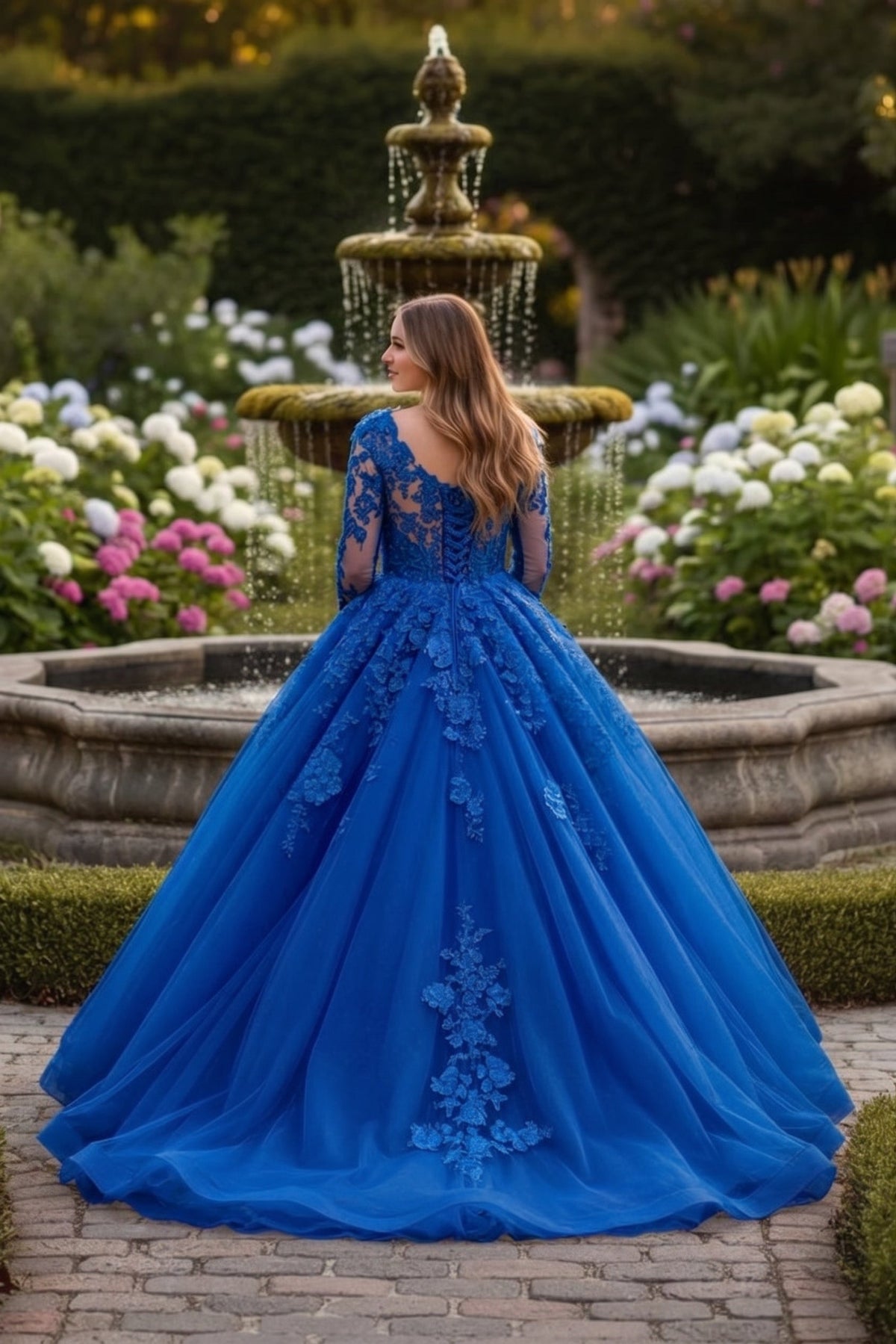 Rosalia Charming Ball Gown Long Sleeve Quinceañera Dress With Floral Lace