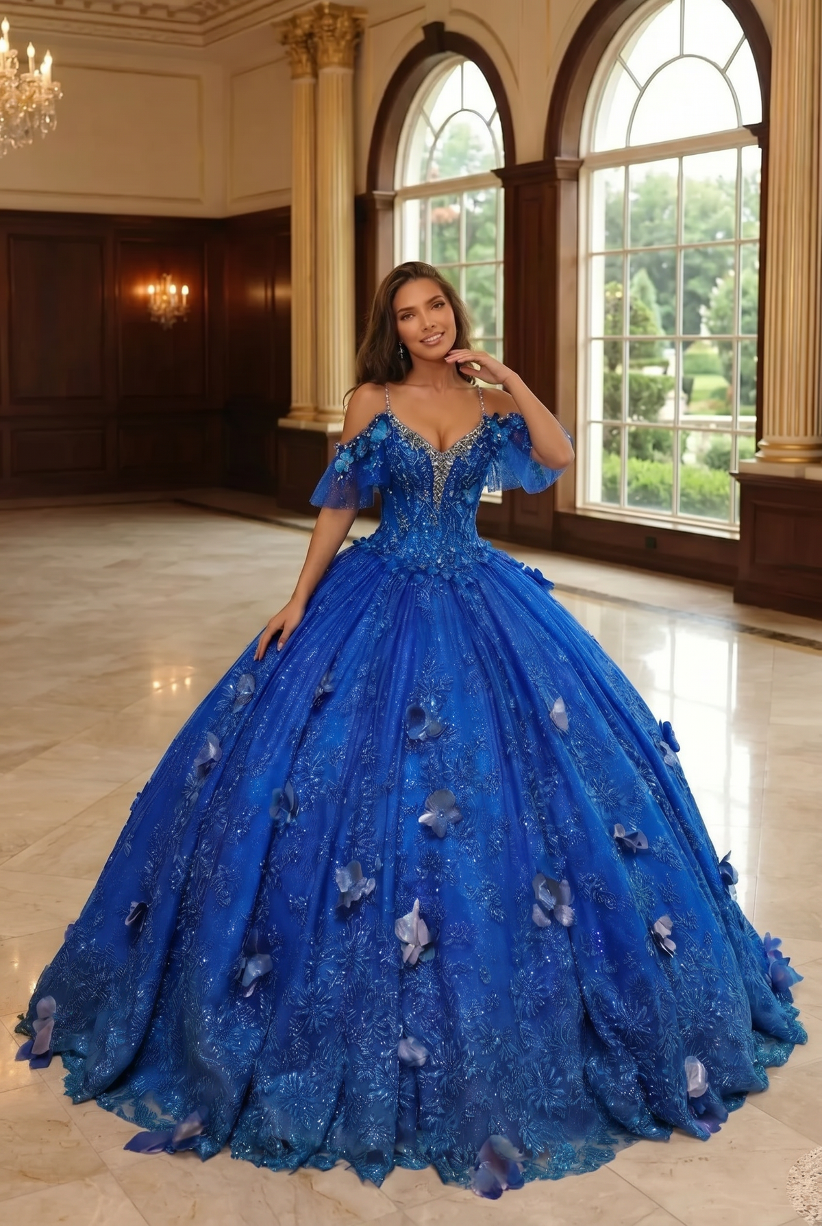 Eliana Charming Ball Gown V Neck Quinceañera Dress With 3D Butterfly and Embroidery