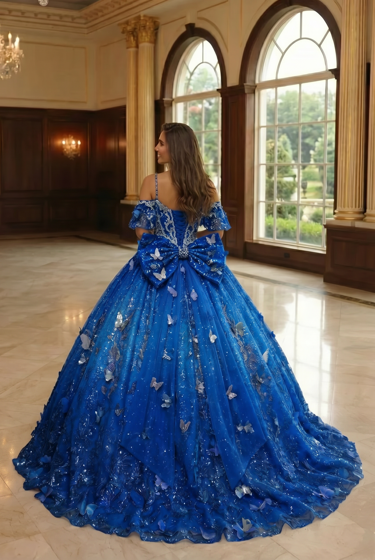 Eliana Charming Ball Gown V Neck Quinceañera Dress With 3D Butterfly and Embroidery
