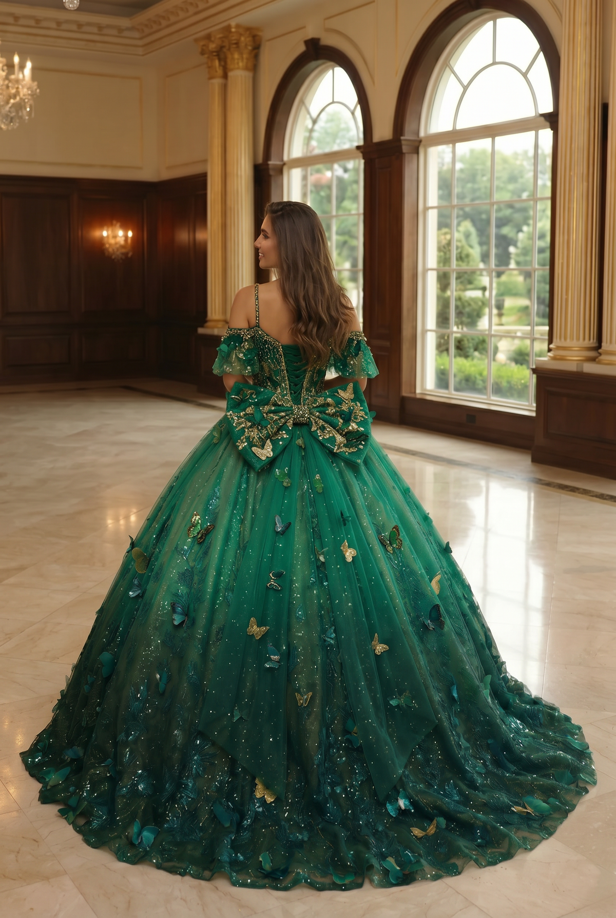 Eliana Charming Ball Gown V Neck Quinceañera Dress With 3D Butterfly and Embroidery