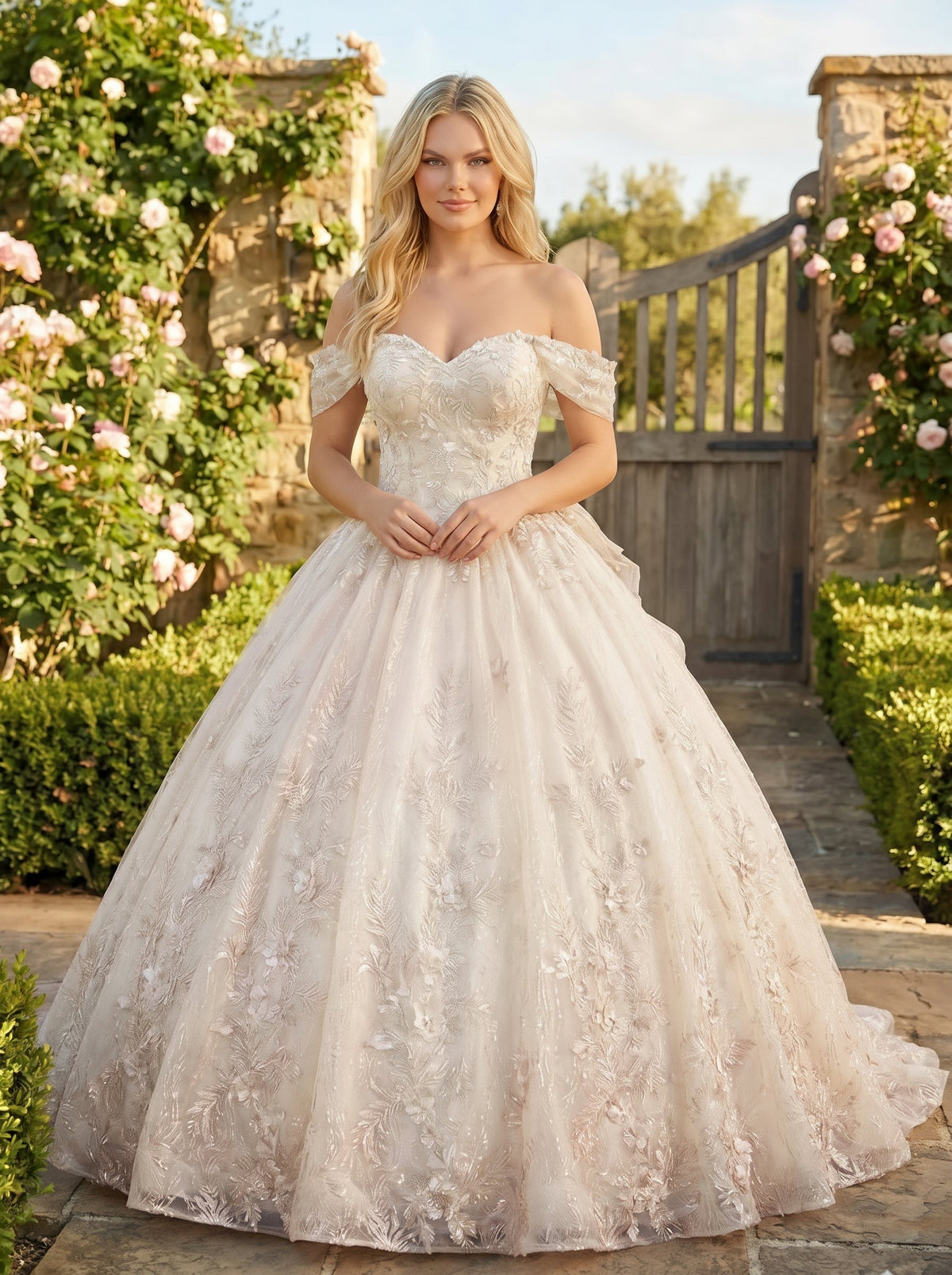 Florencia Charming Ball Gown cold shoulder Quinceañera Dress With Embroidery and Bow