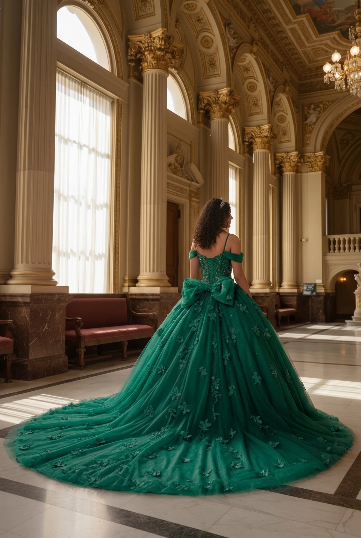 Claridad Charming Ball Gown Cold Shoulder Quinceañera Dress With 3D Floral and Lace