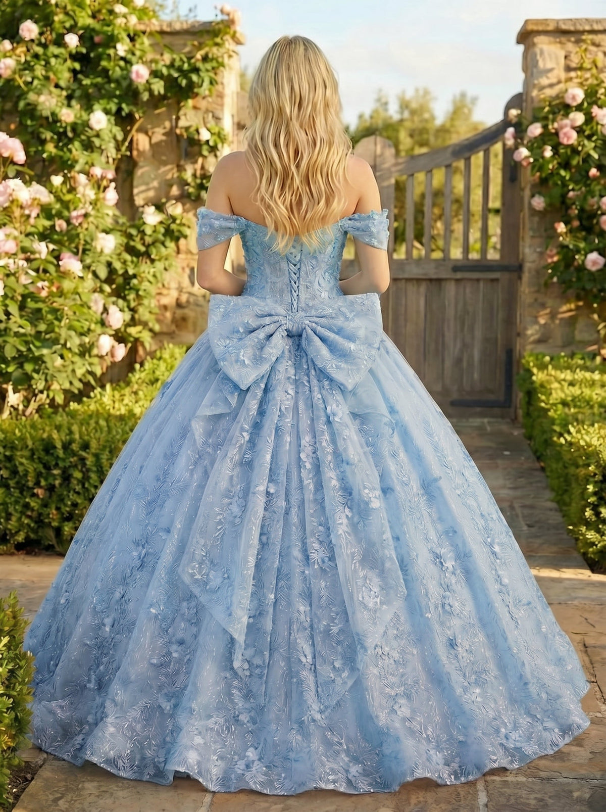 Florencia Charming Ball Gown cold shoulder Quinceañera Dress With Embroidery and Bow
