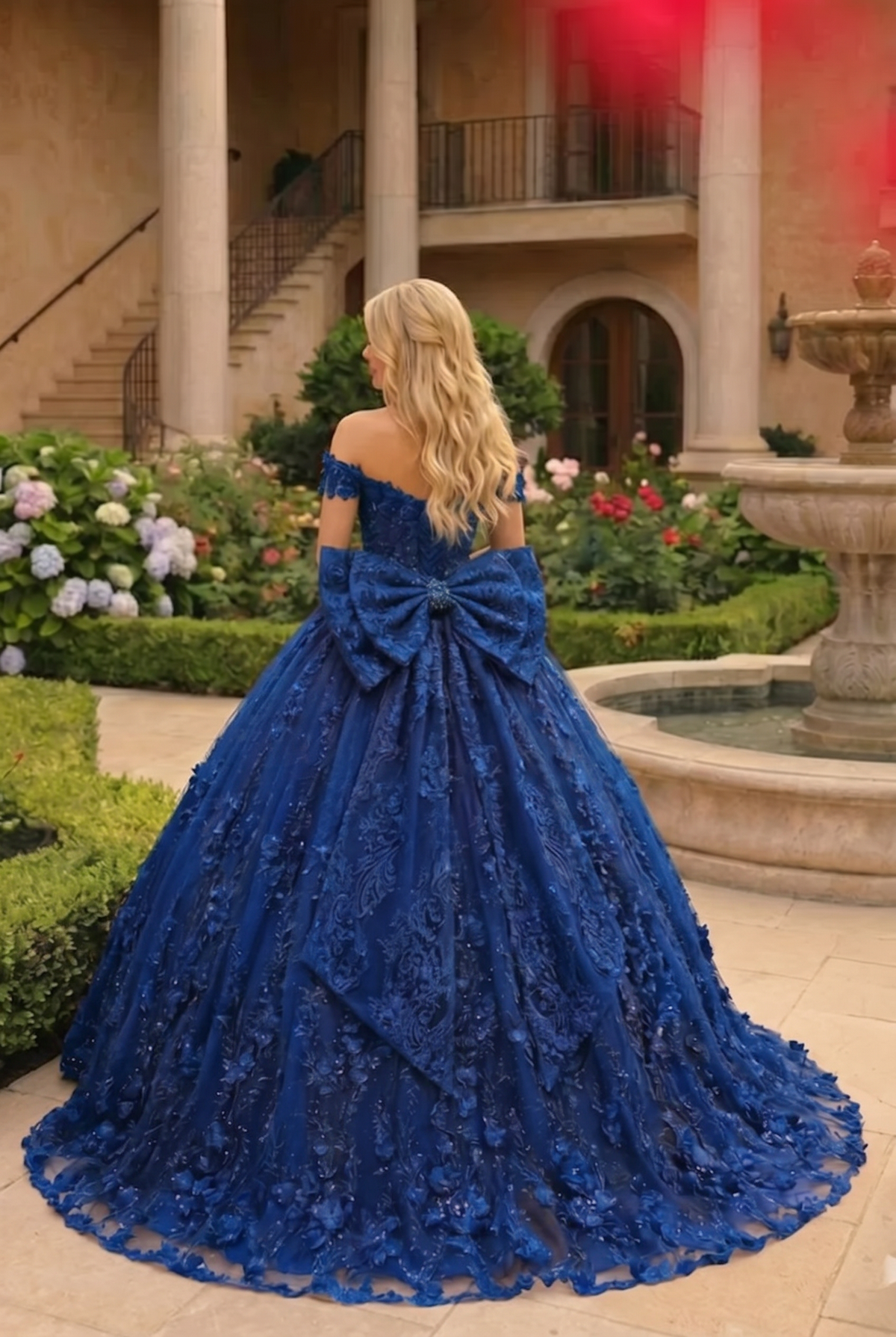 Gardenia Charming Ball Gown Cold Shoulder Quinceañera Dress With Floral Lace and Bow