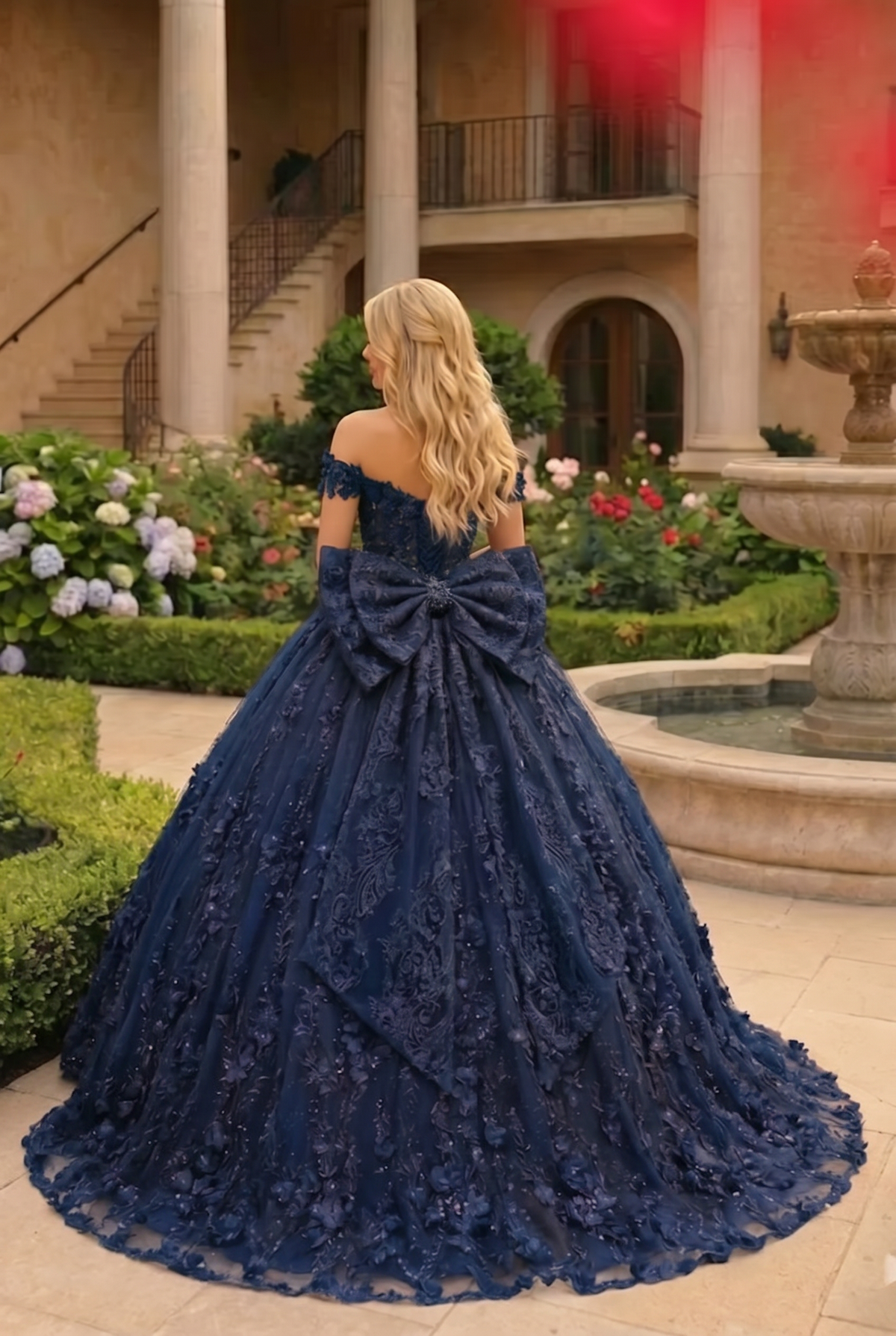Gardenia Charming Ball Gown Cold Shoulder Quinceañera Dress With Floral Lace and Bow