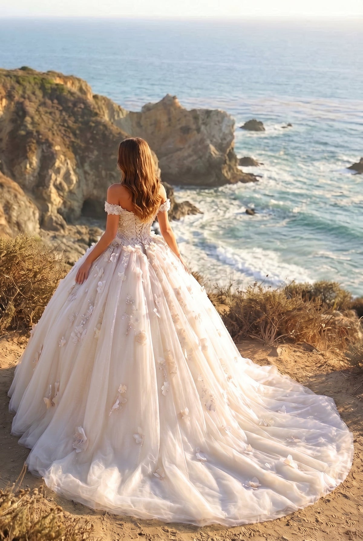Amaris Charming Ball Gown Cold Shoulder Quinceañera Dress With 3D Floral & Lace
