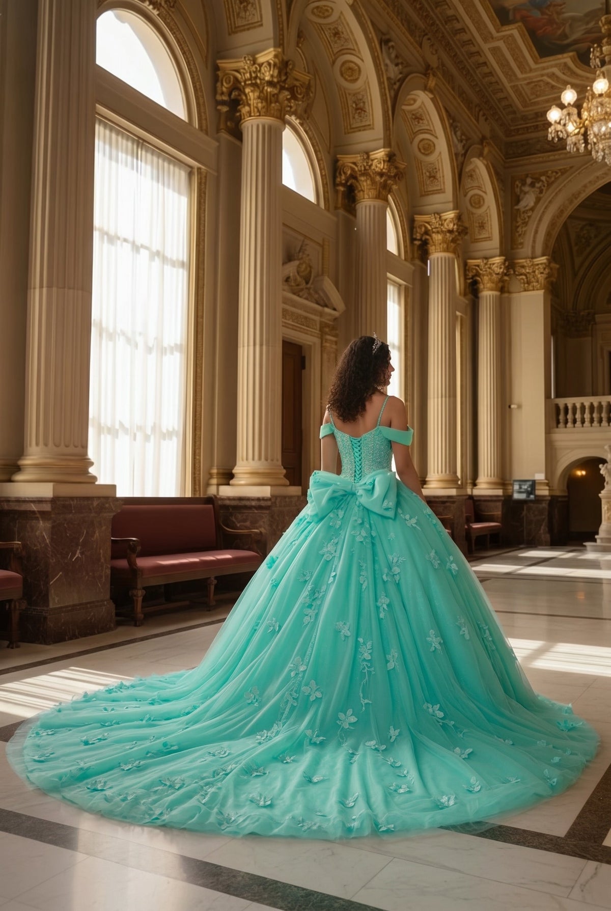 Claridad Charming Ball Gown Cold Shoulder Quinceañera Dress With 3D Floral and Lace