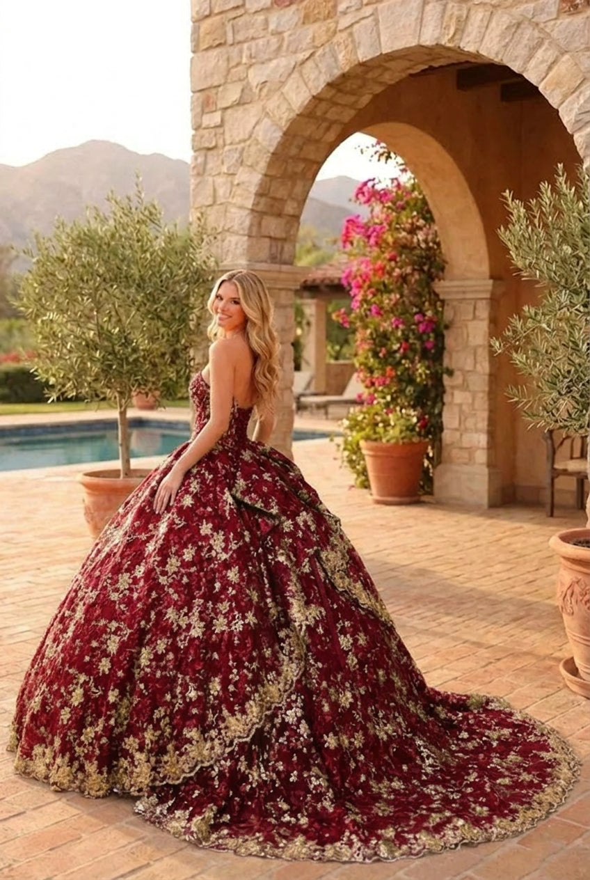 Liliana Charming Glitter Ball Gown Sleeveless Quinceañera Dress With Embroidery and Bow