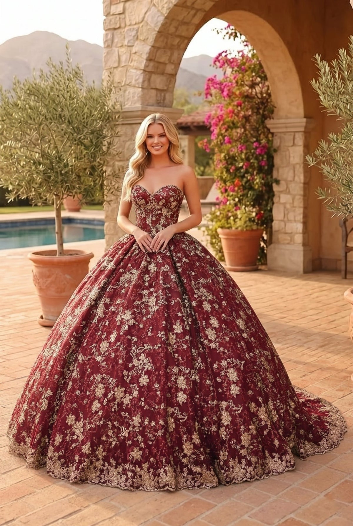 Liliana Charming Glitter Ball Gown Sleeveless Quinceañera Dress With Embroidery and Bow
