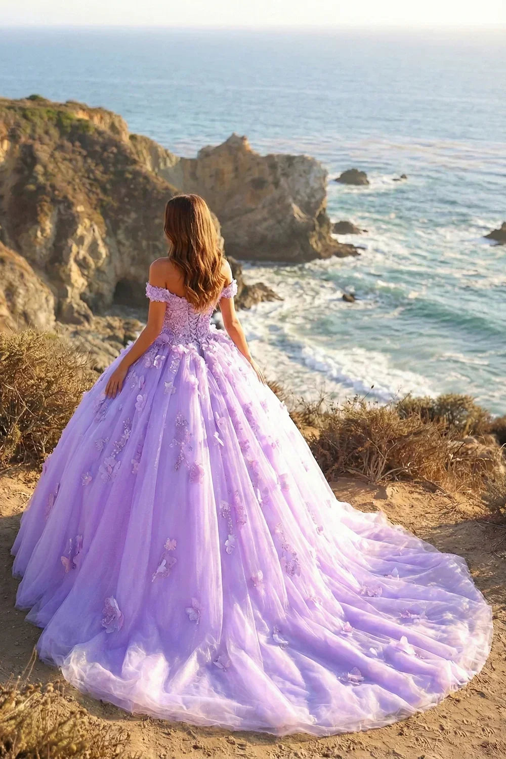 Amaris Charming Ball Gown Cold Shoulder Quinceañera Dress With 3D Floral & Lace