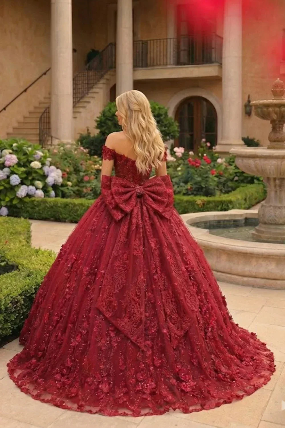 Gardenia Charming Ball Gown Cold Shoulder Quinceañera Dress With Floral Lace and Bow