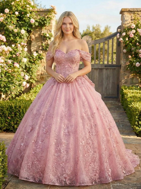 Florencia Charming Ball Gown cold shoulder Quinceañera Dress With Embroidery and Bow