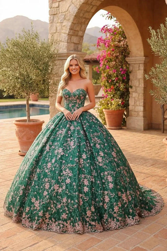 Liliana Charming Glitter Ball Gown Sleeveless Quinceañera Dress With Embroidery and Bow