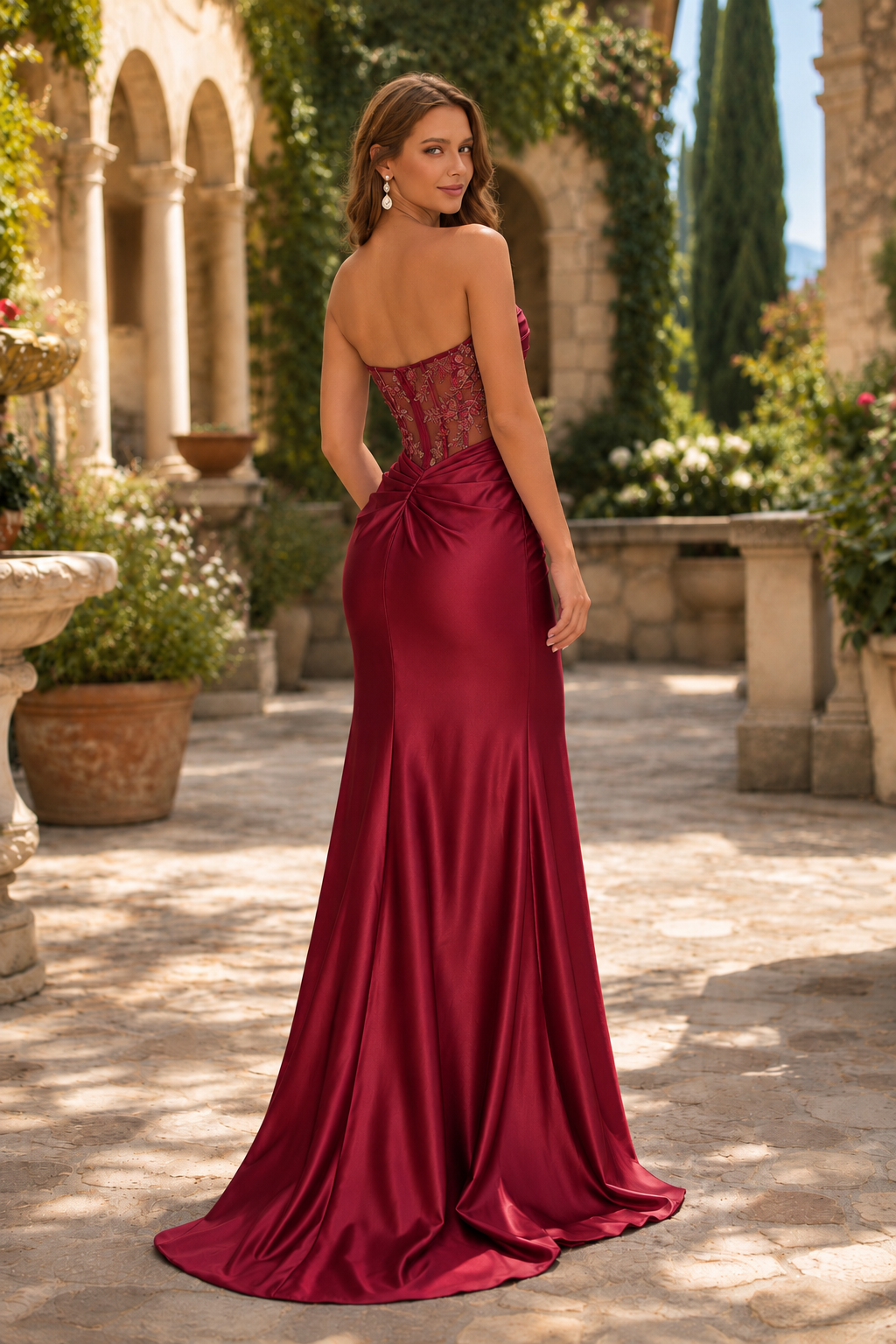 Qurelia Beaded Corset Mermaid Prom Dress with Slit