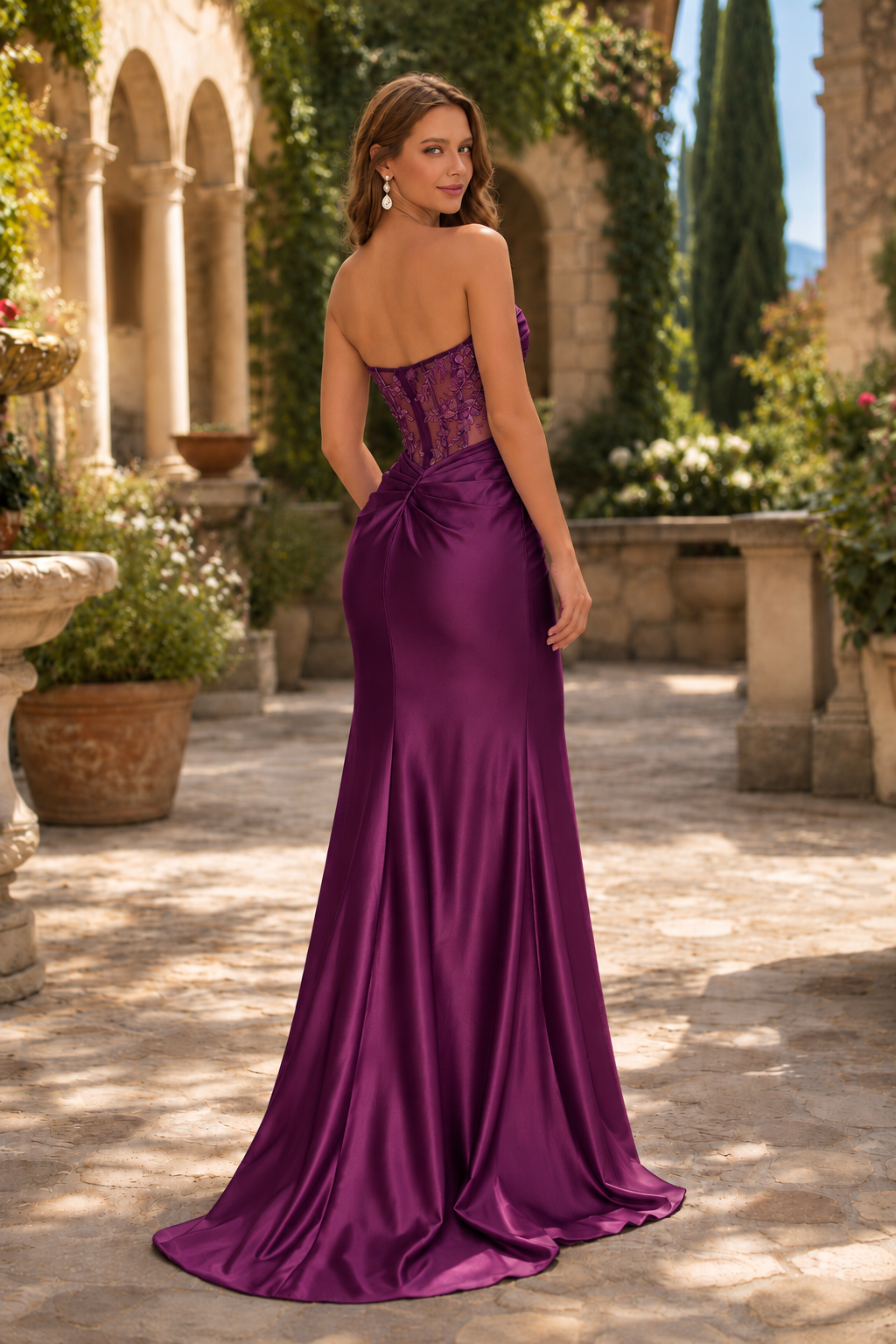 Qurelia Beaded Corset Mermaid Prom Dress with Slit