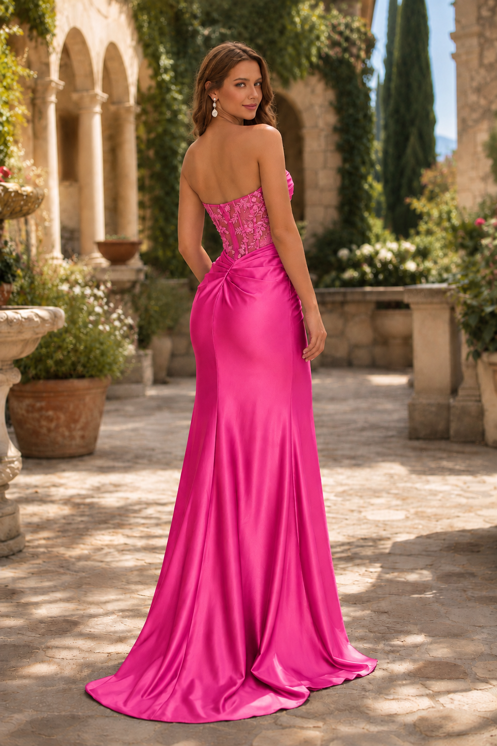 Qurelia Beaded Corset Mermaid Prom Dress with Slit