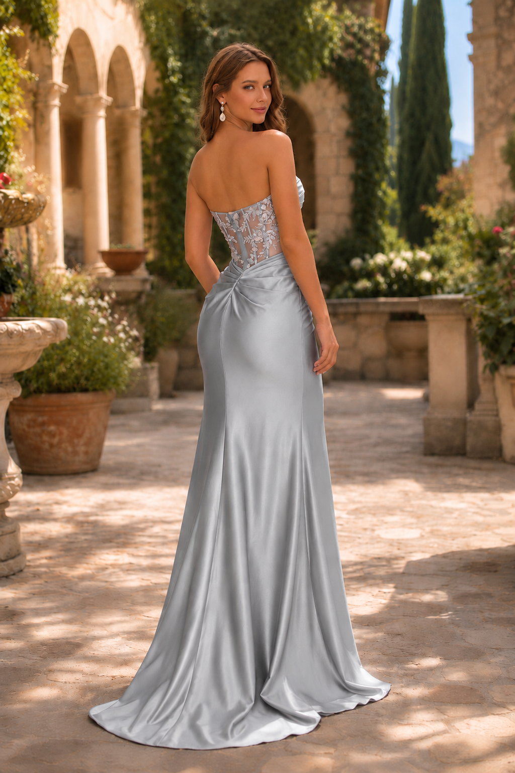 Qurelia Beaded Corset Mermaid Prom Dress with Slit