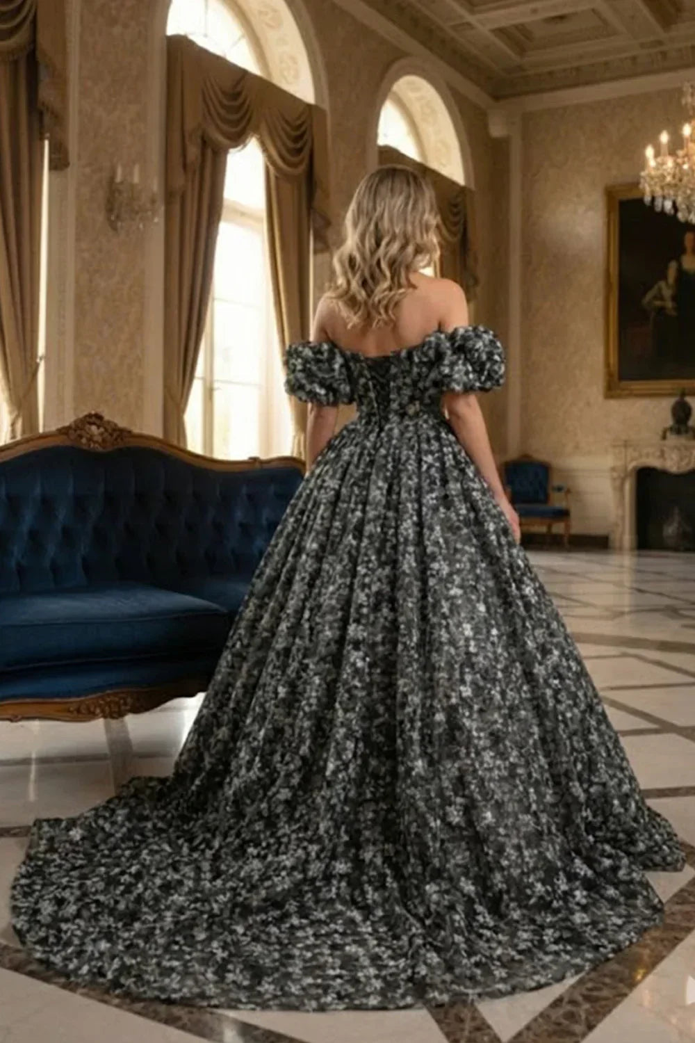 Primavera Elegant Ball Gown Off-the-shoulder Quinceañera Dress With Floral Pattern