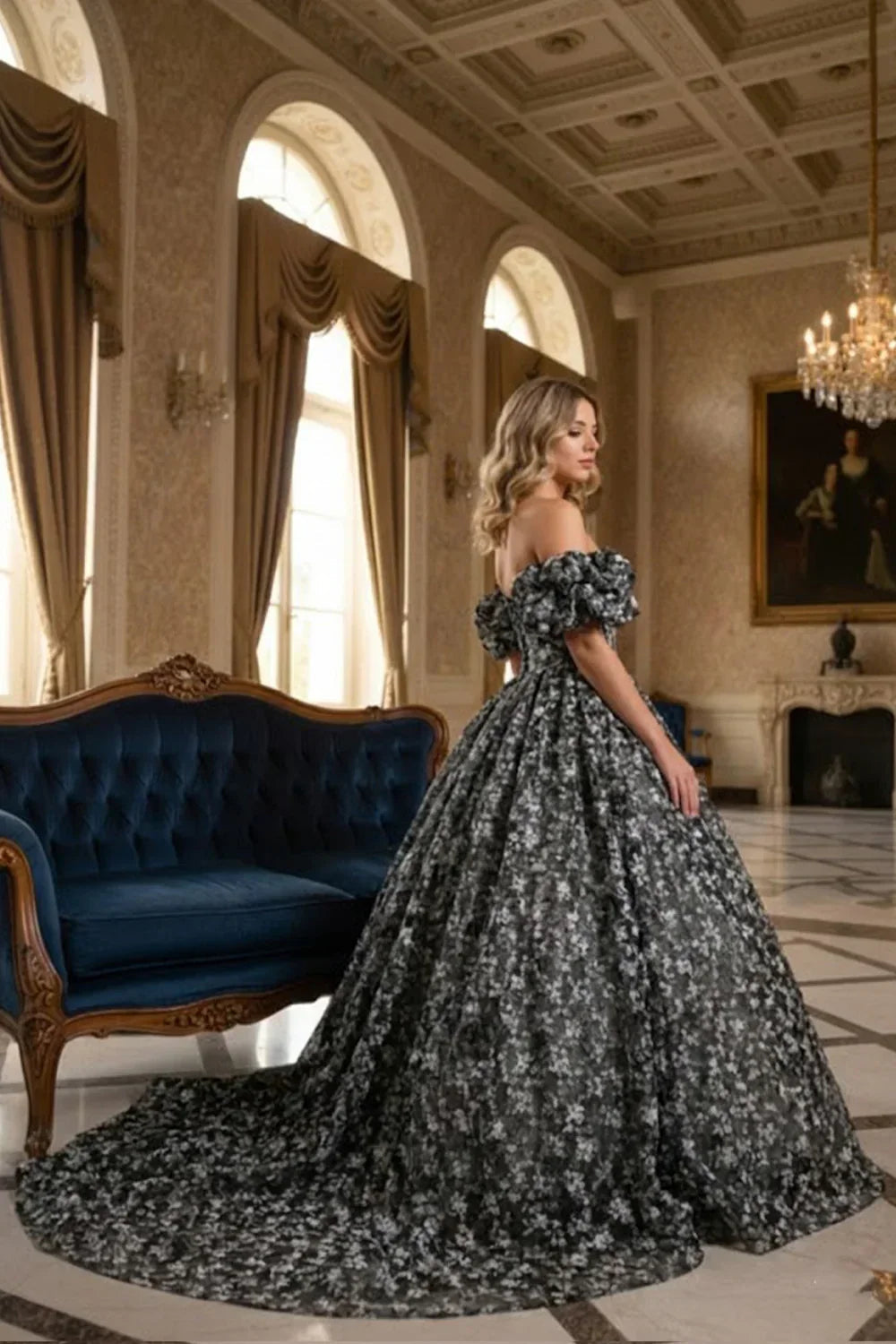Primavera Elegant Ball Gown Off-the-shoulder Quinceañera Dress With Floral Pattern
