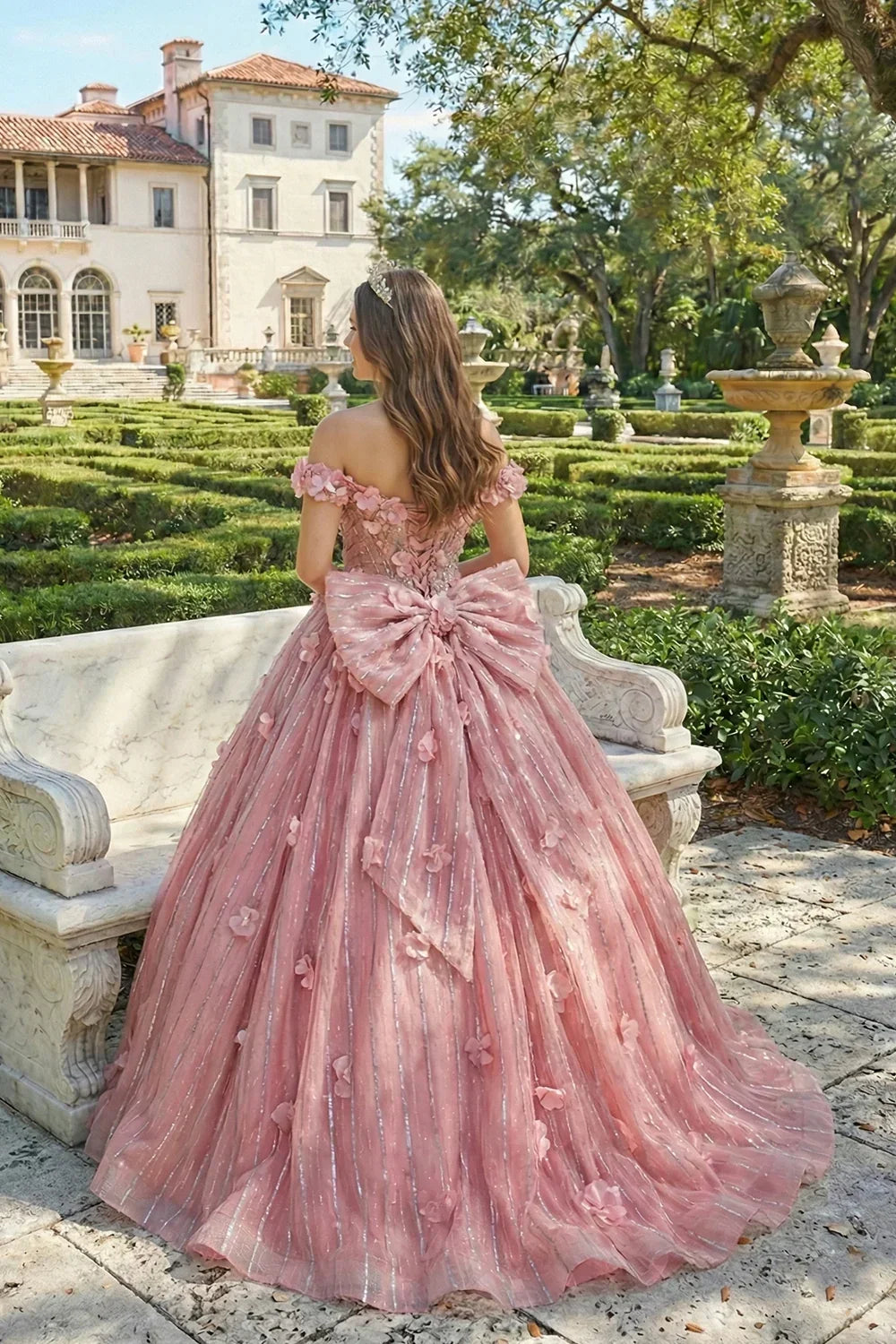 Alondra Elegant Ball Gown Off-the-shoulder Quinceañera Dress With Lace & 3D Floral