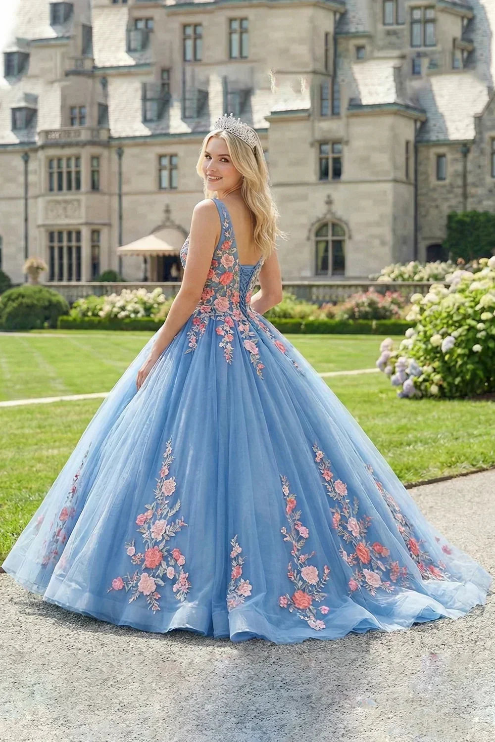 Maravilla Elegant Ball Gown Spaghetti Strap Quinceañera Dress With Lace & 3D Floral