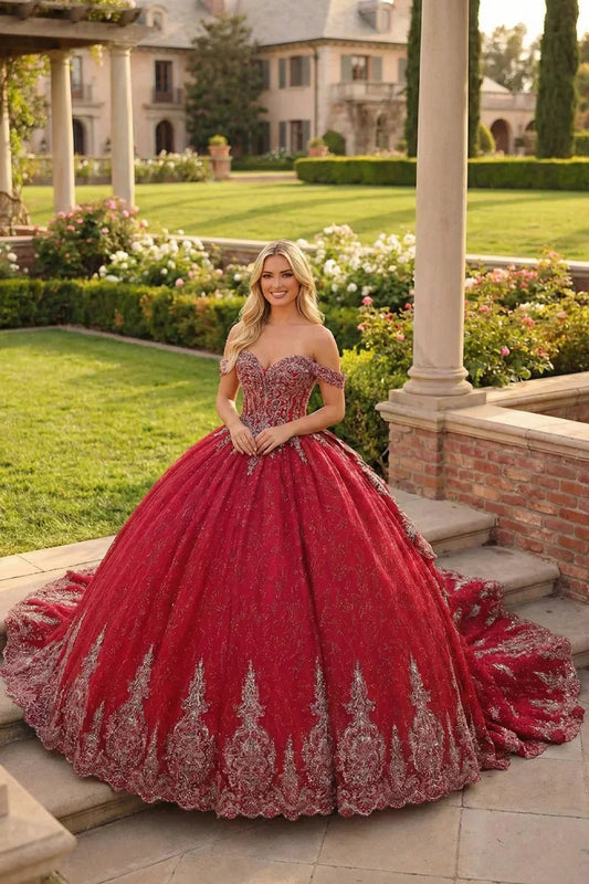 Carolina Luxurious Ball Gown Sweetheart Quinceañera Dress With Embroidery and Bow