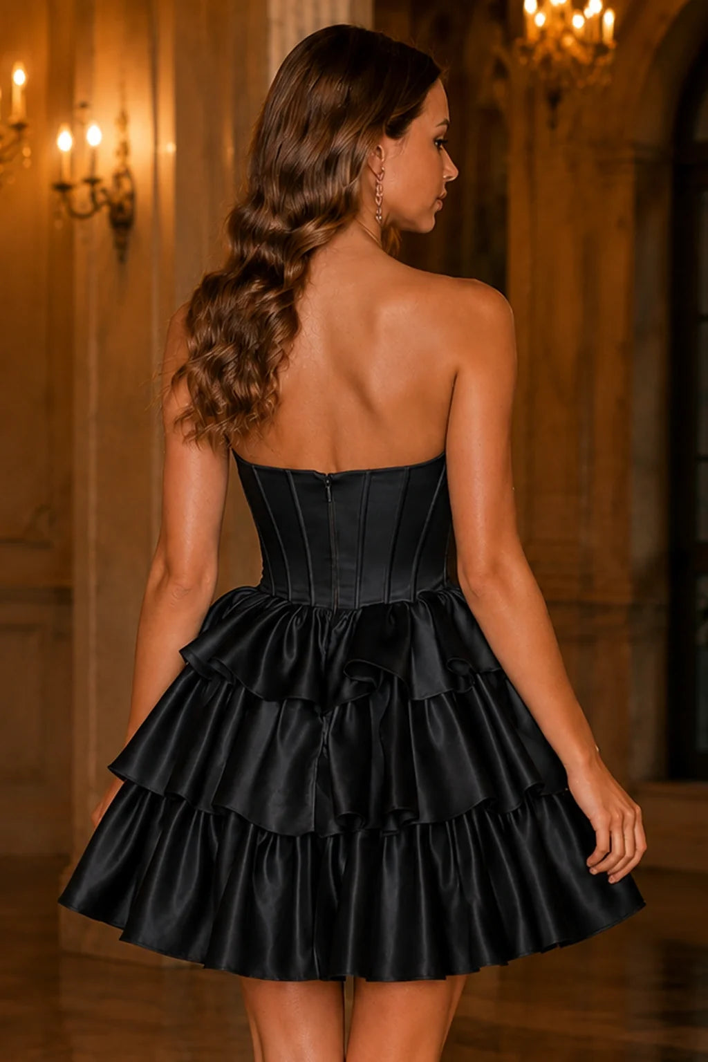 Nell Light Blue Tiered Ruffle Corset Mini Homecoming Dress