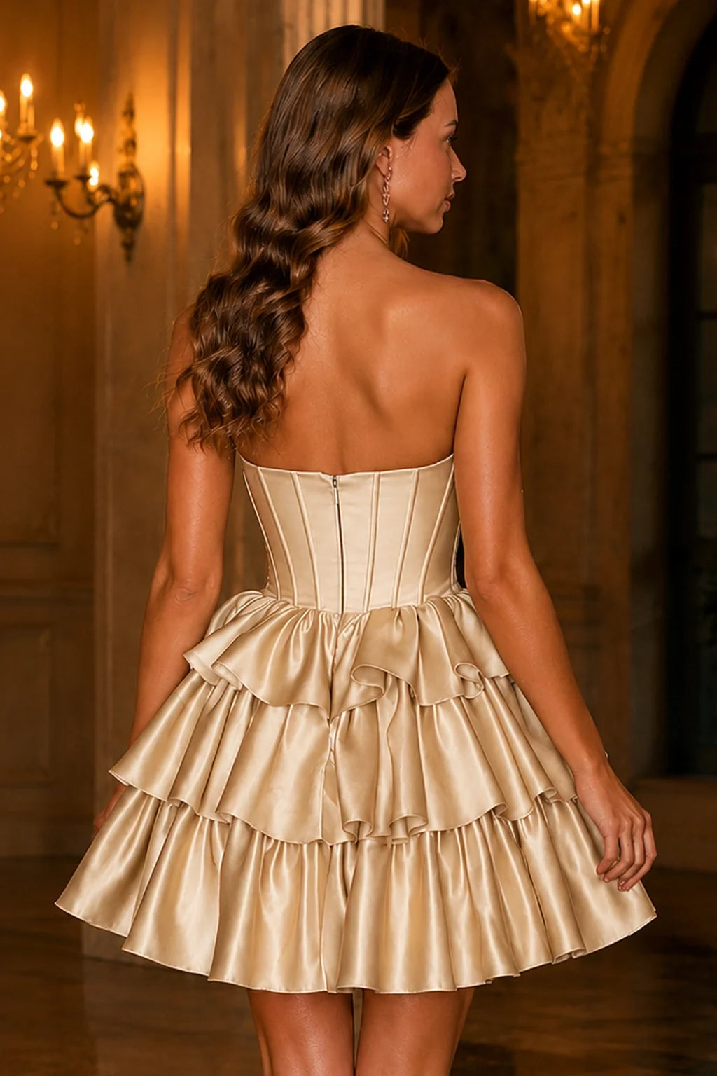 Nell Light Blue Tiered Ruffle Corset Mini Homecoming Dress