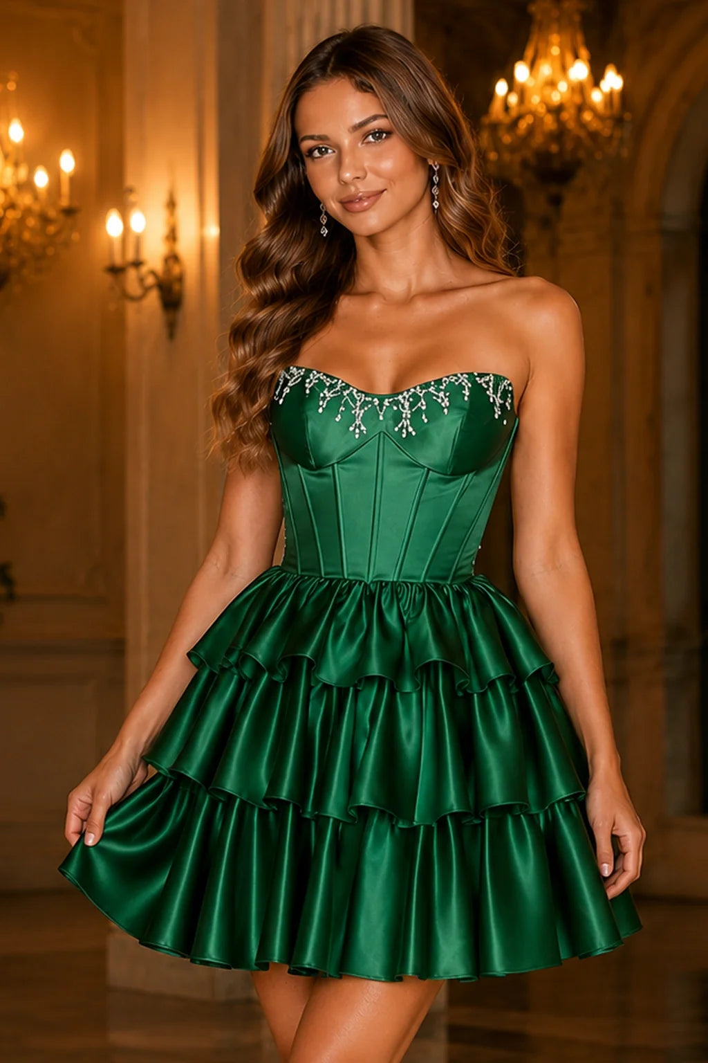 Nell Light Blue Tiered Ruffle Corset Mini Homecoming Dress