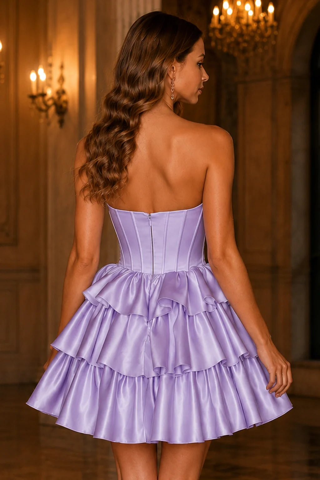 Nell Light Blue Tiered Ruffle Corset Mini Homecoming Dress