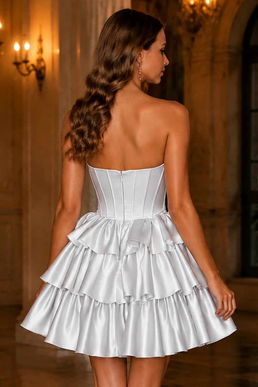 Nell Light Blue Tiered Ruffle Corset Mini Homecoming Dress