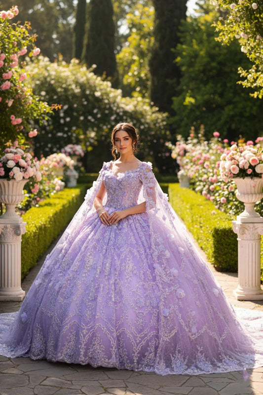 Serafina Elegant Ball Gown Off-the-shoulder Quinceañera Dress With Lace and 3D Floral