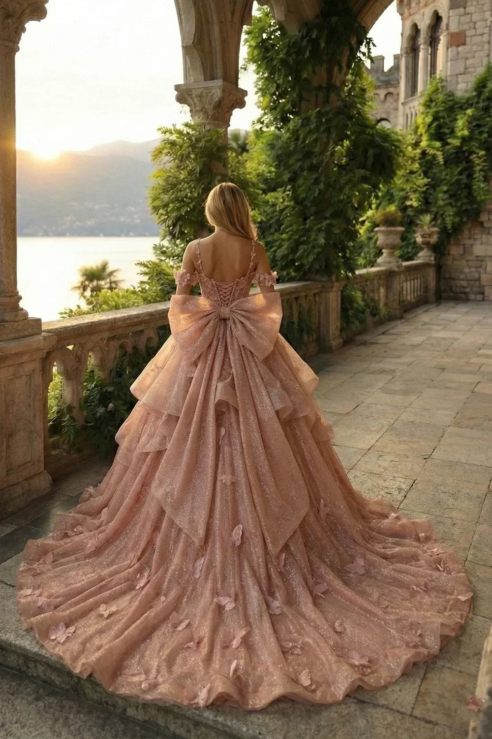 Camila Exquisite Ball Gown V Neck Ruffled Tulle Long Quinceañera Dress With Beading And Appliques