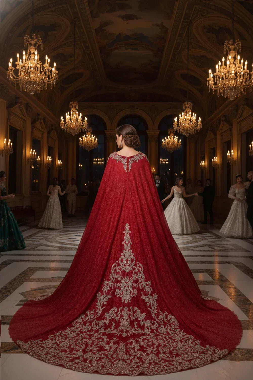 Catalina Luxurious Ball Gown Sweetheart Quinceañera Dress With Cape & Ornate Embroidery