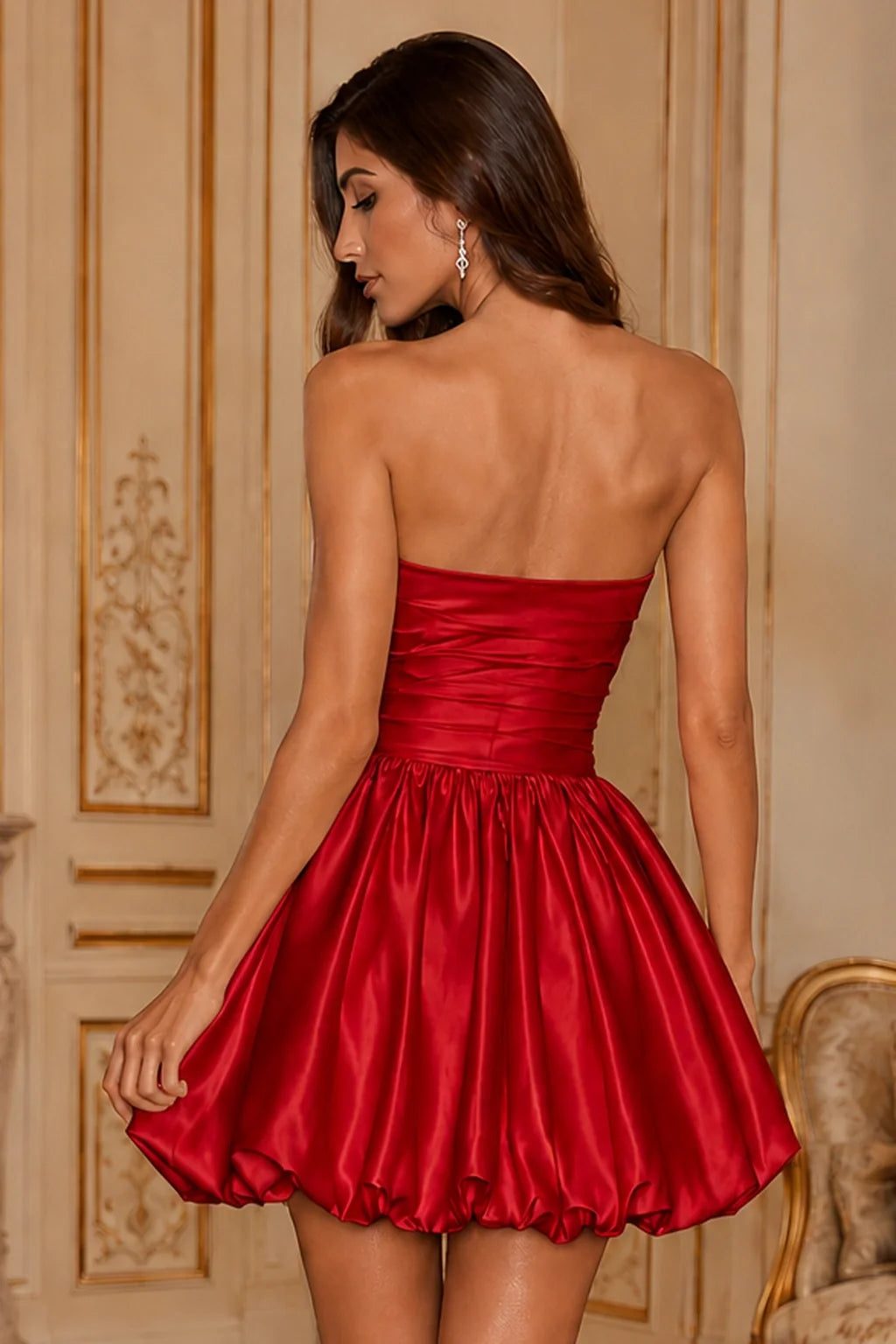 Greer Blush Pink Strapless Bubble-Hem Mini Homecoming Dress