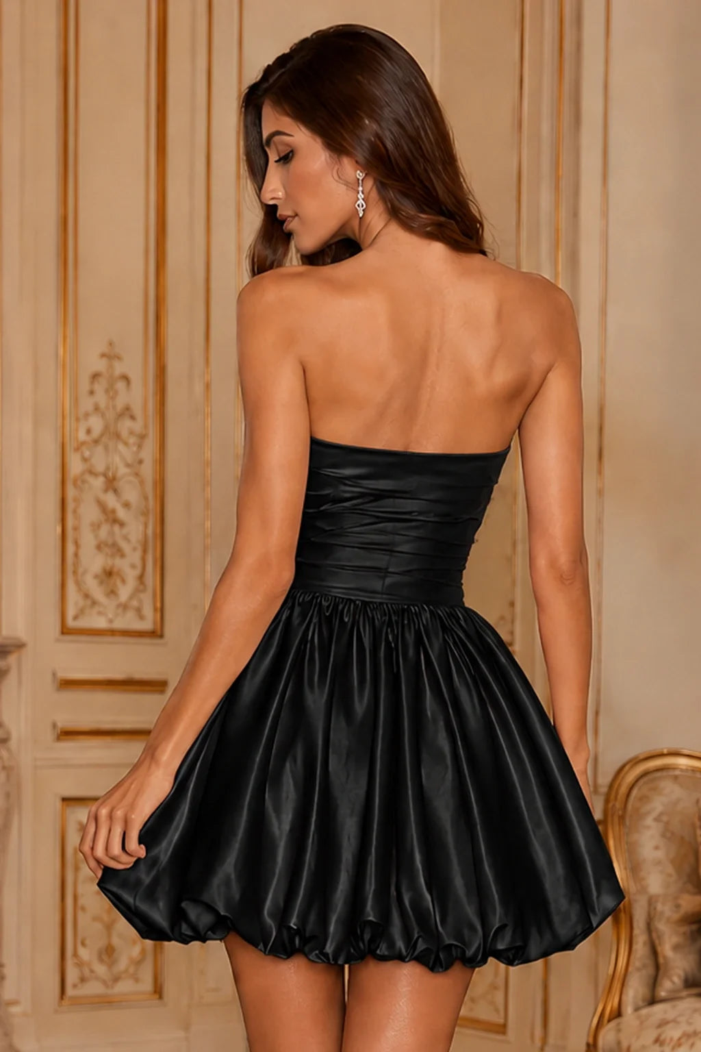 Greer Blush Pink Strapless Bubble-Hem Mini Homecoming Dress