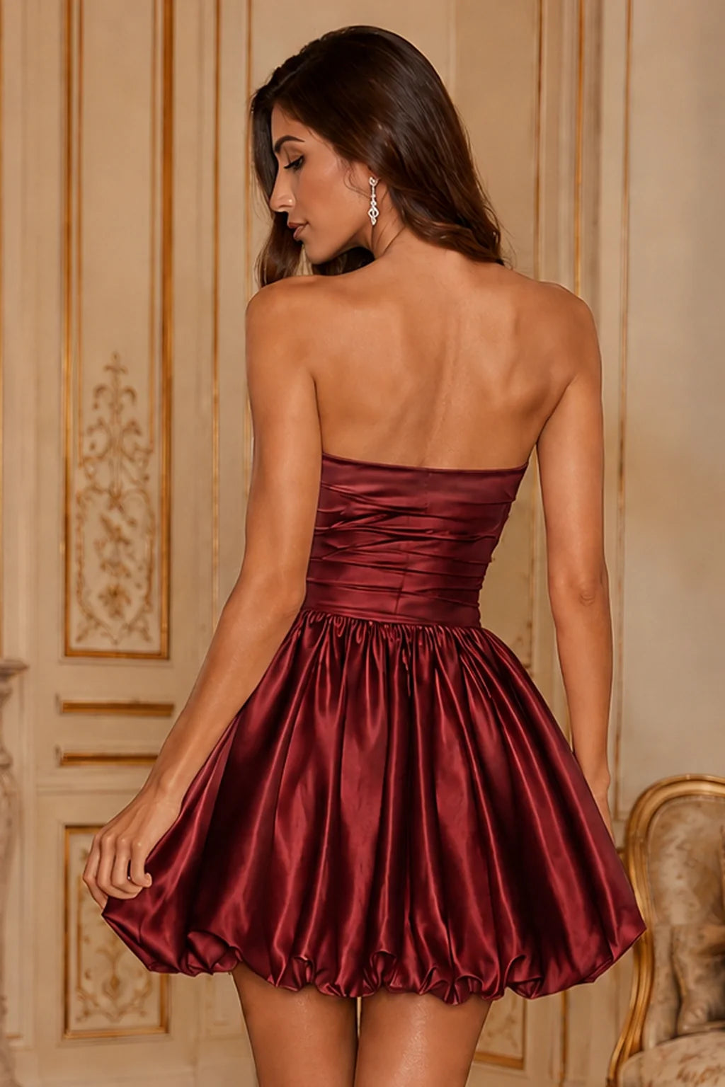 Greer Blush Pink Strapless Bubble-Hem Mini Homecoming Dress