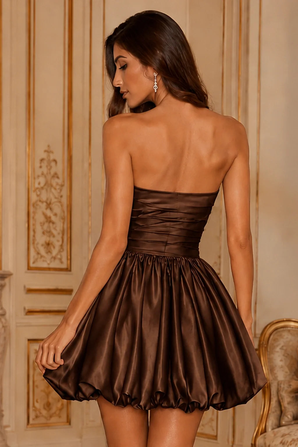 Greer Blush Pink Strapless Bubble-Hem Mini Homecoming Dress