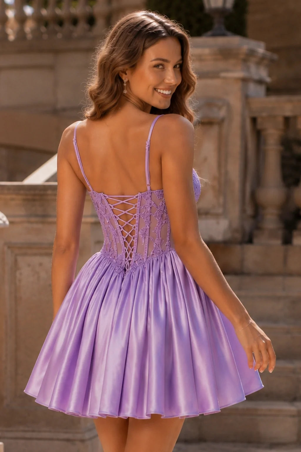 Kendra Sage Green Corset Babydoll Mini Homecoming Dress