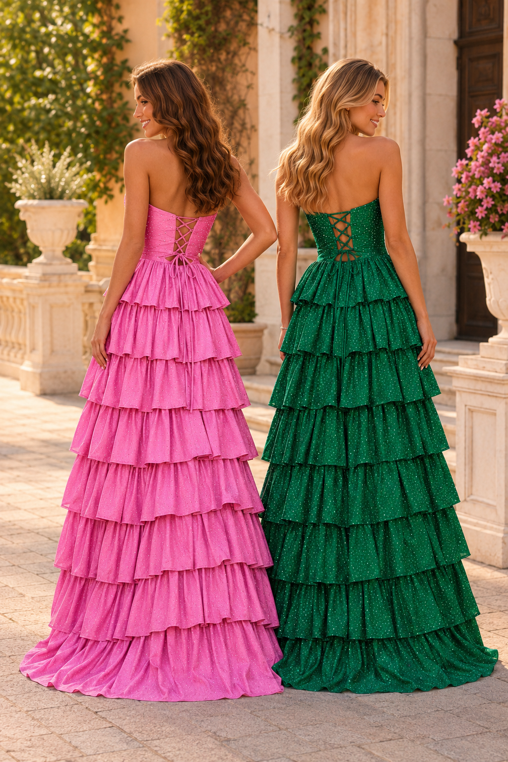 Aladora Cutout Tiered A-Line Prom Dress