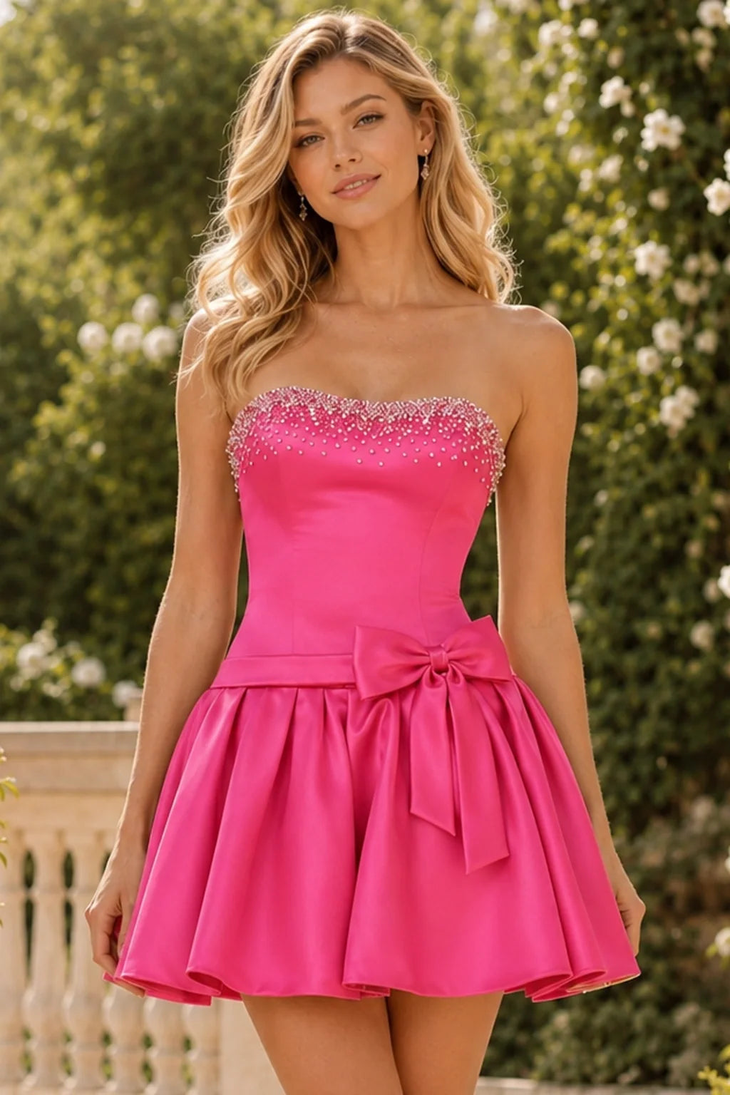 Strapless Corset Satin A-Line Homecoming Dress