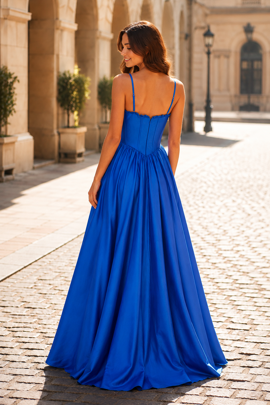 Anastasia Spaghetti-Strap Corset Ball Gown Prom Dress