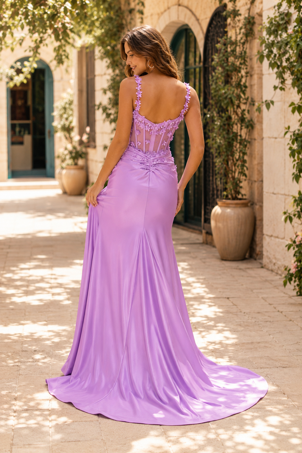 Oriana Beaded Corset Mermaid Prom Dress with Slit