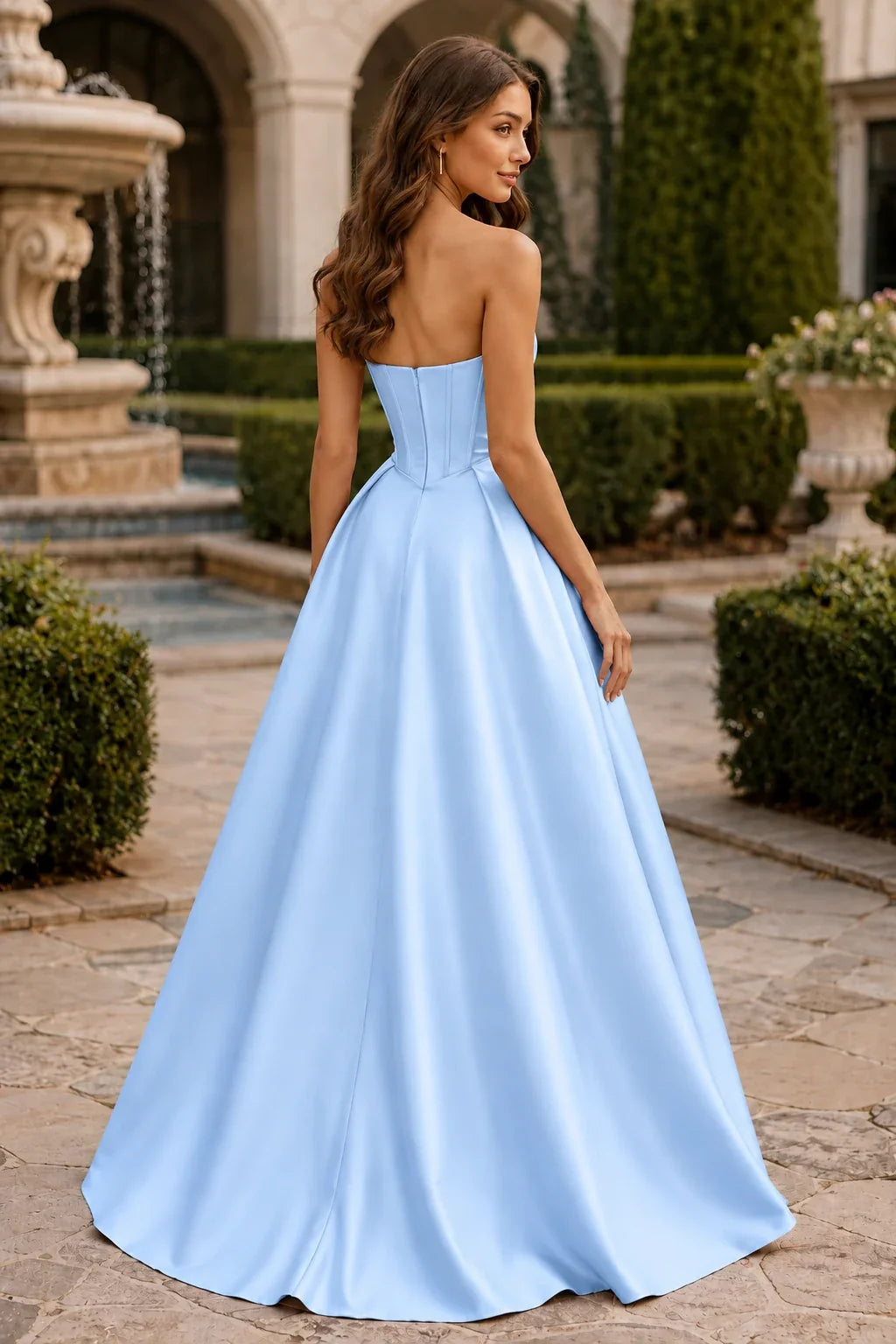 Rivelia Strapless Satin Ball Gown Prom Dress