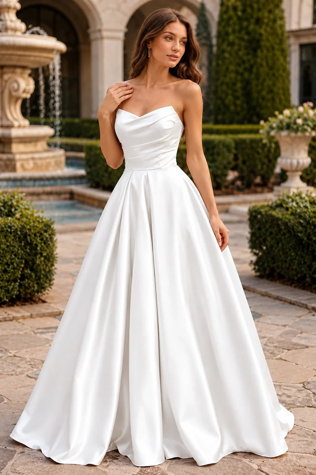 Rivelia Strapless Satin Ball Gown Prom Dress